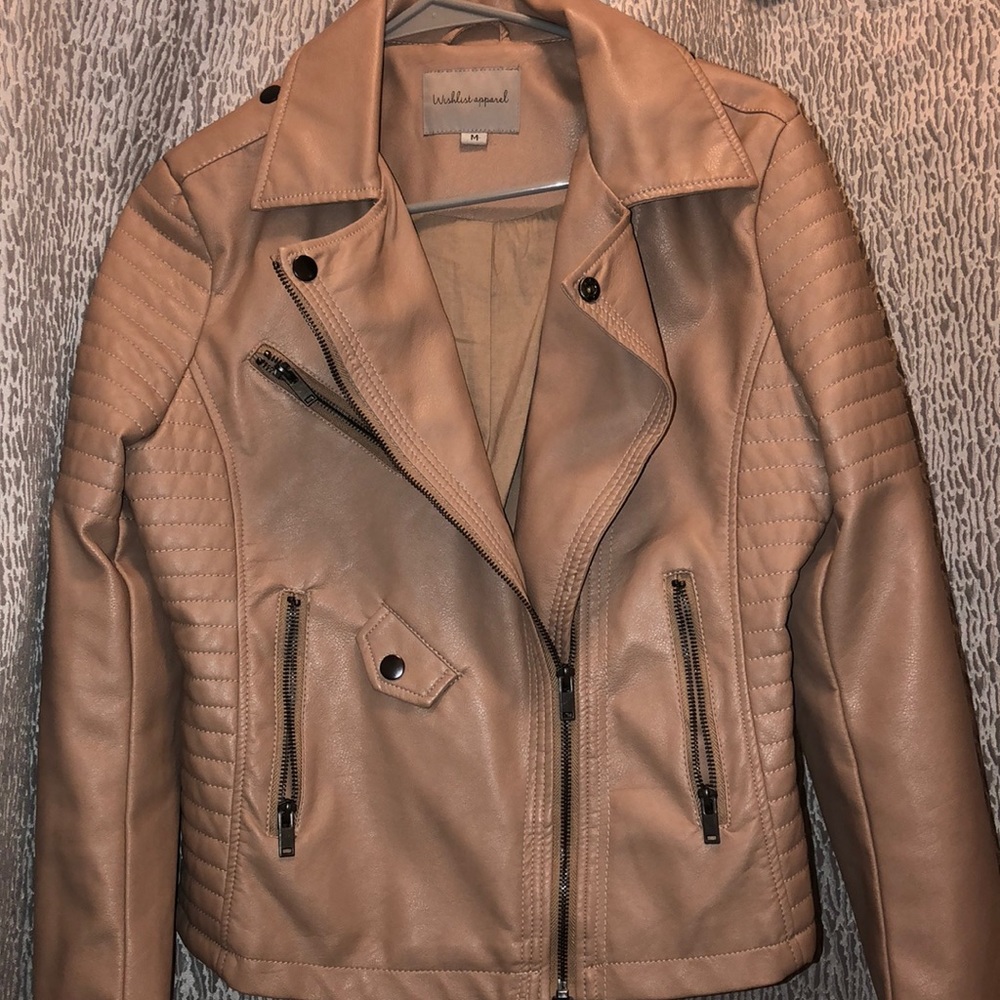 Tan Faux Leather Jacket